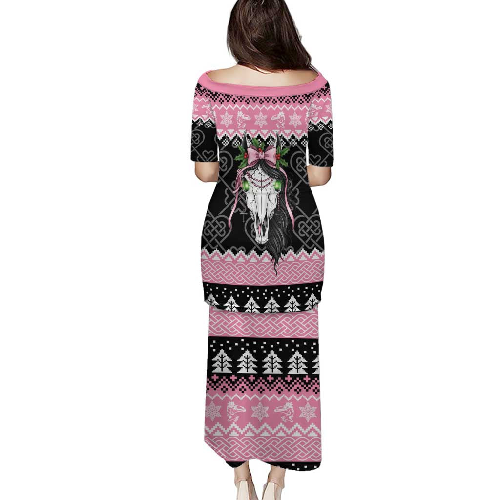 Anglesey Wales Christmas Puletasi Pink Mari Lwyd Welsh Celtic Knot - Wonder Print Shop