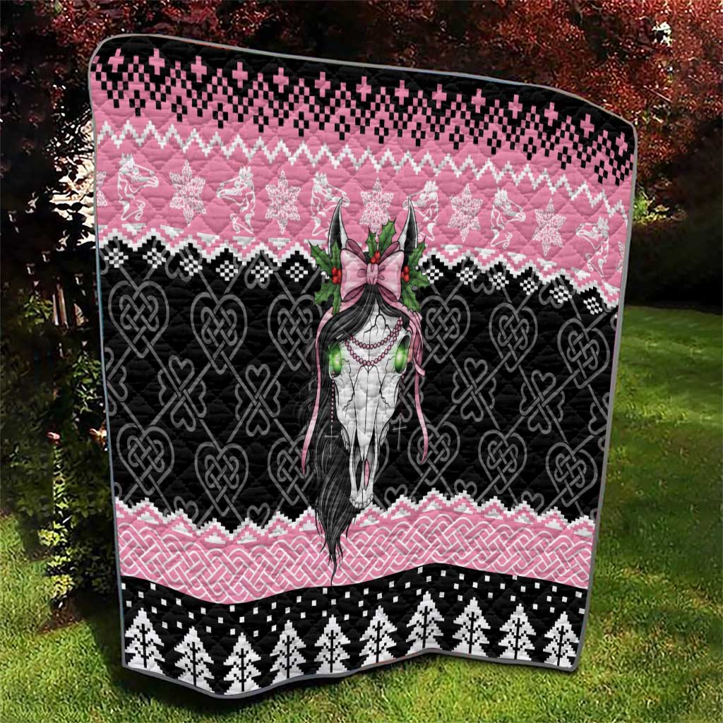 Anglesey Wales Christmas Quilt Pink Mari Lwyd Welsh Celtic Knot - Wonder Print Shop