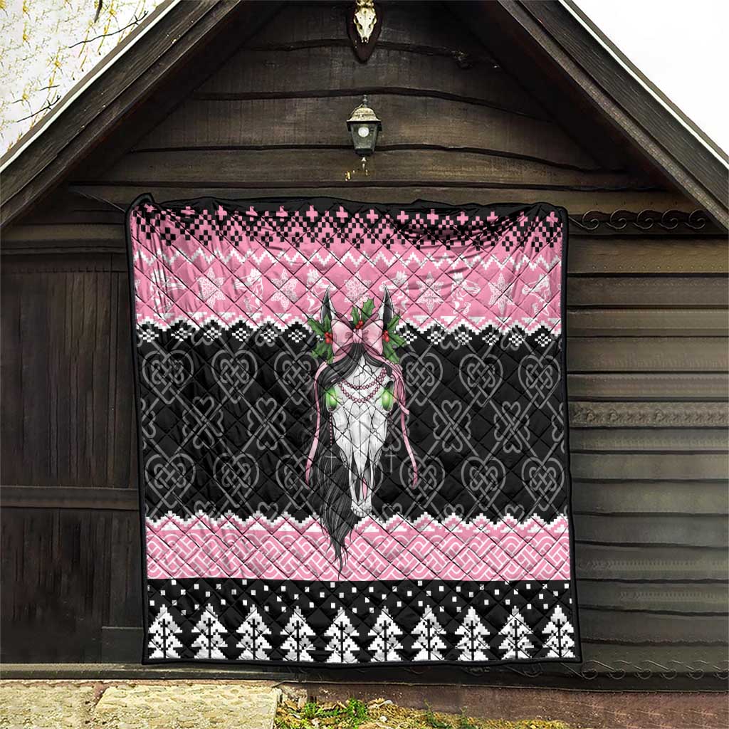 Anglesey Wales Christmas Quilt Pink Mari Lwyd Welsh Celtic Knot - Wonder Print Shop