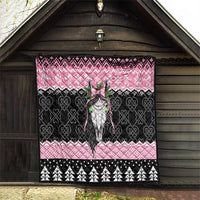 Anglesey Wales Christmas Quilt Pink Mari Lwyd Welsh Celtic Knot - Wonder Print Shop