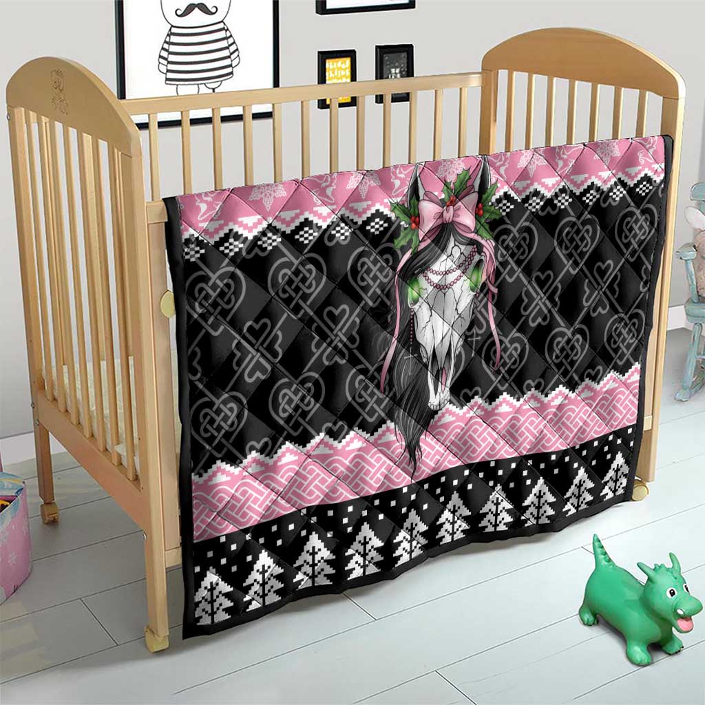 Anglesey Wales Christmas Quilt Pink Mari Lwyd Welsh Celtic Knot - Wonder Print Shop