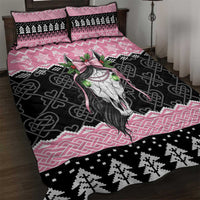 Anglesey Wales Christmas Quilt Bed Set Pink Mari Lwyd Welsh Celtic Knot - Wonder Print Shop