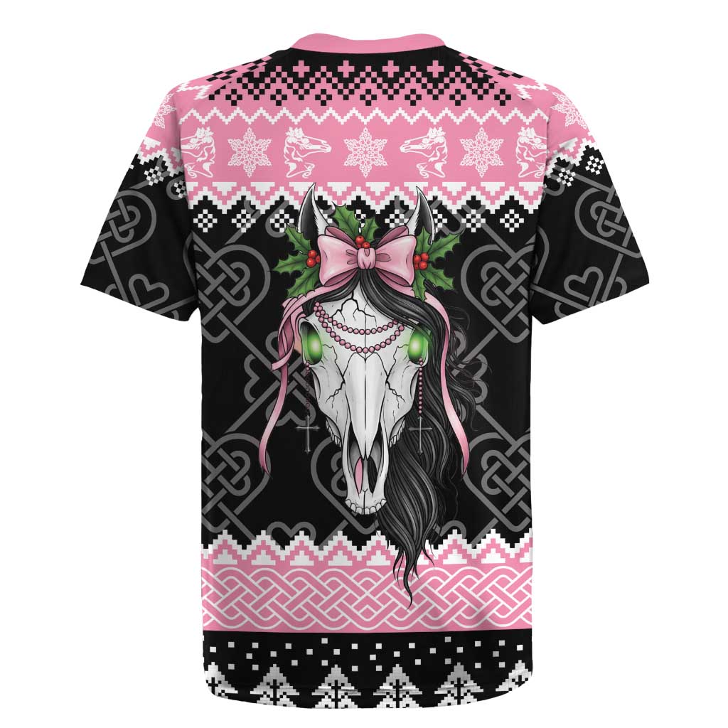 Anglesey Wales Christmas Rugby Jersey Pink Mari Lwyd Welsh Celtic Knot - Wonder Print Shop