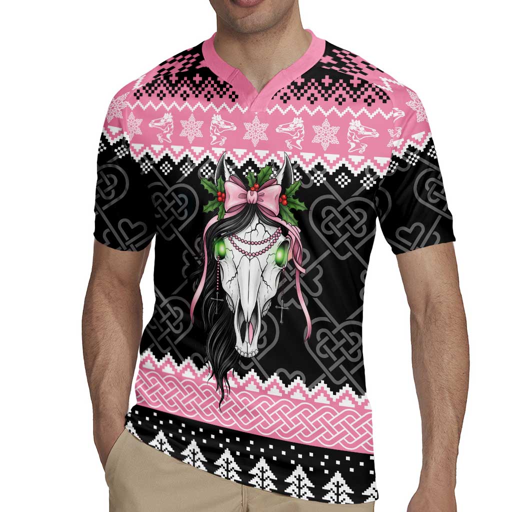 Anglesey Wales Christmas Rugby Jersey Pink Mari Lwyd Welsh Celtic Knot - Wonder Print Shop
