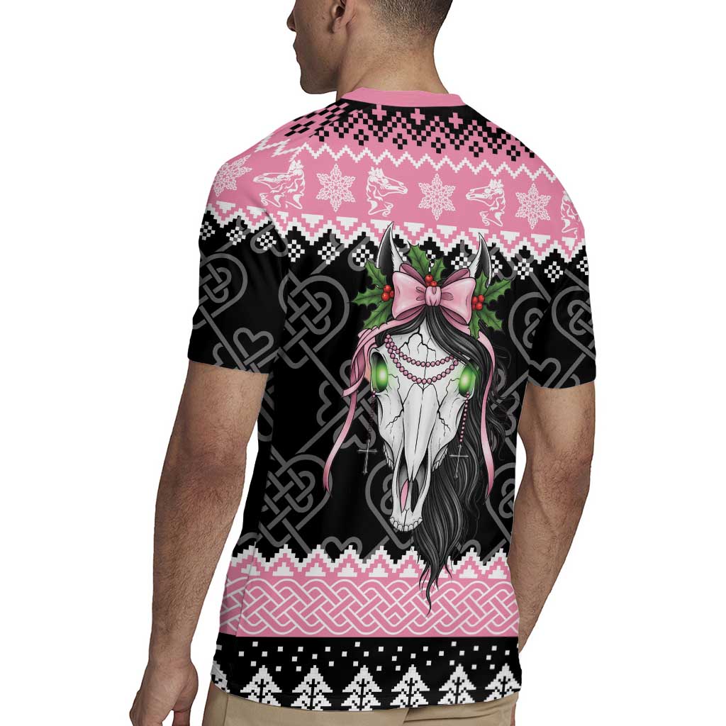 Anglesey Wales Christmas Rugby Jersey Pink Mari Lwyd Welsh Celtic Knot - Wonder Print Shop