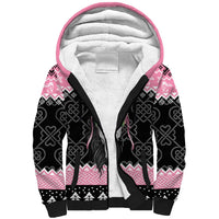 Anglesey Wales Christmas Sherpa Hoodie Pink Mari Lwyd Welsh Celtic Knot - Wonder Print Shop