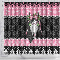 Anglesey Wales Christmas Shower Curtain Pink Mari Lwyd Welsh Celtic Knot - Wonder Print Shop