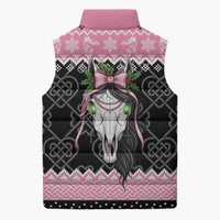 Anglesey Wales Christmas Sleeveless Puffer Jacket Pink Mari Lwyd Welsh Celtic Knot - Wonder Print Shop