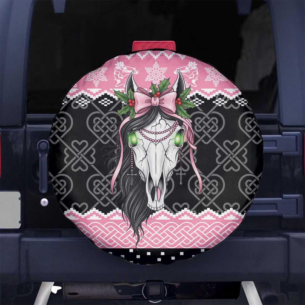 Anglesey Wales Christmas Spare Tire Cover Pink Mari Lwyd Welsh Celtic Knot - Wonder Print Shop