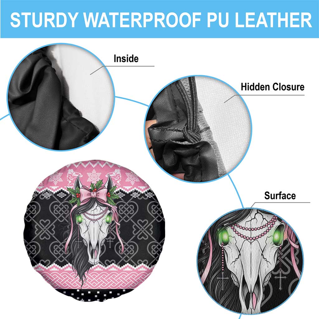 Anglesey Wales Christmas Spare Tire Cover Pink Mari Lwyd Welsh Celtic Knot - Wonder Print Shop