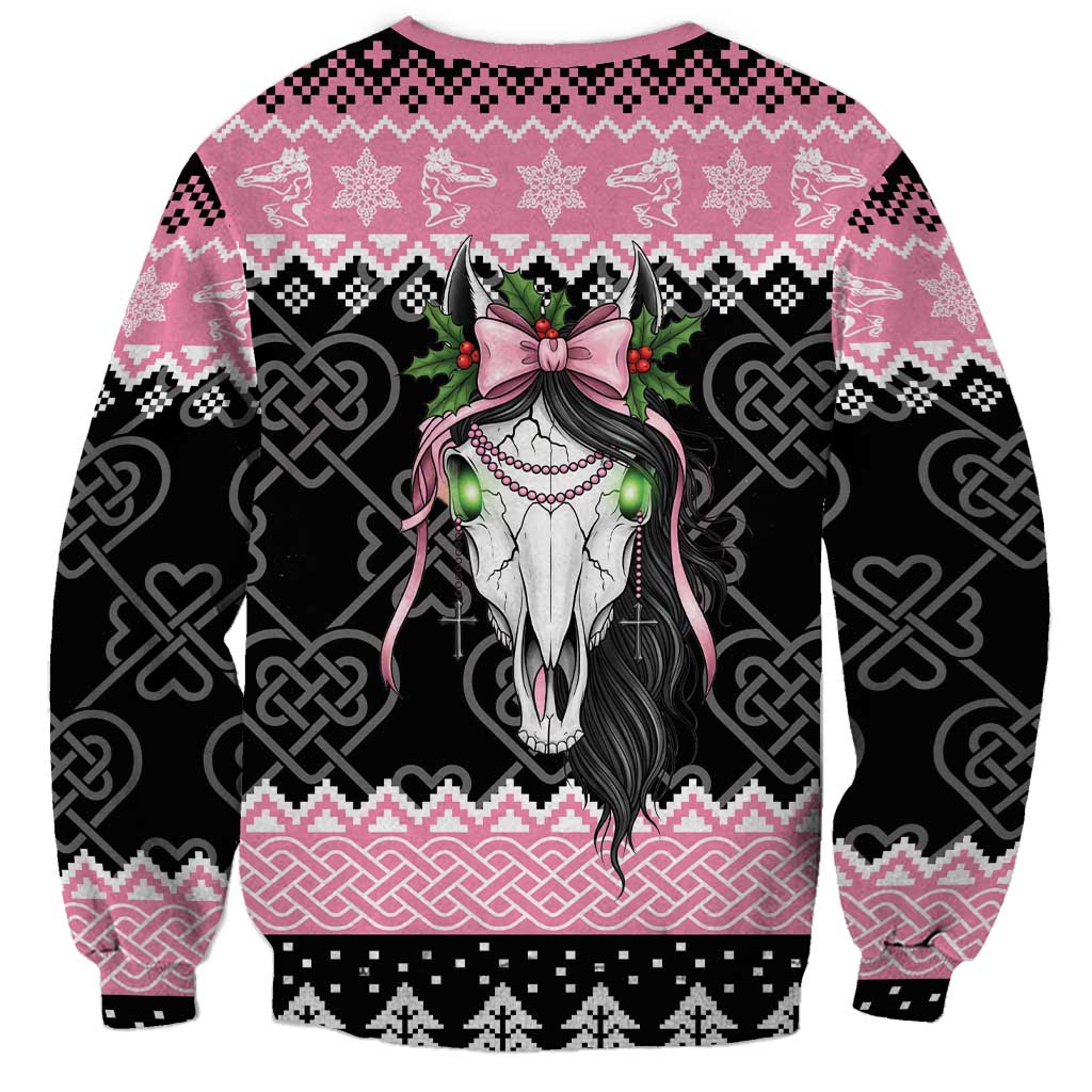 Anglesey Wales Christmas Sweatshirt Pink Mari Lwyd Welsh Celtic Knot - Wonder Print Shop