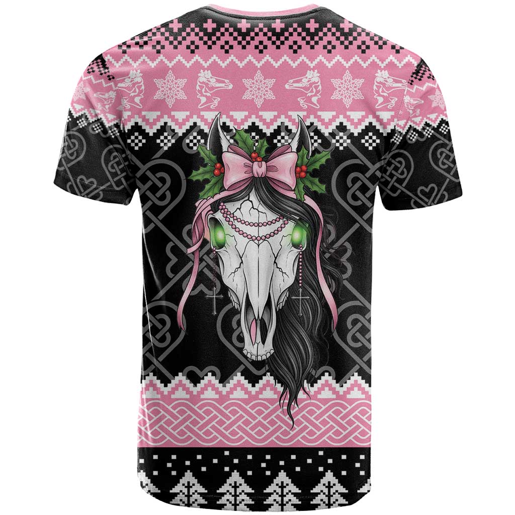 Anglesey Wales Christmas T Shirt Pink Mari Lwyd Welsh Celtic Knot - Wonder Print Shop
