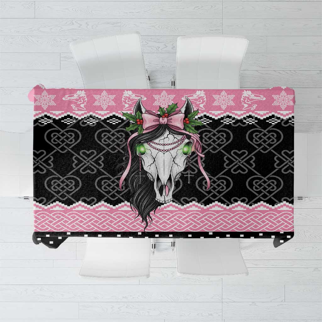 Anglesey Wales Christmas Tablecloth Pink Mari Lwyd Welsh Celtic Knot - Wonder Print Shop