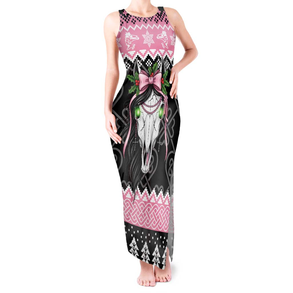Anglesey Wales Christmas Tank Maxi Dress Pink Mari Lwyd Welsh Celtic Knot - Wonder Print Shop