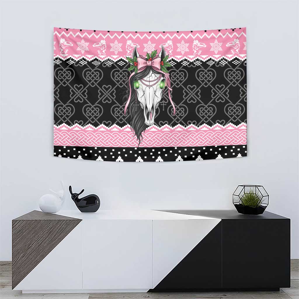 Anglesey Wales Christmas Tapestry Pink Mari Lwyd Welsh Celtic Knot - Wonder Print Shop