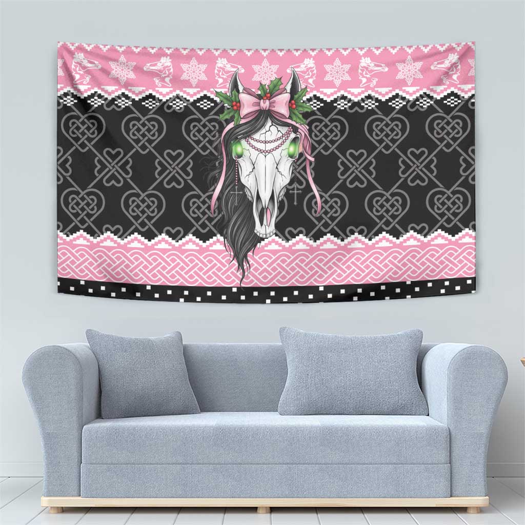 Anglesey Wales Christmas Tapestry Pink Mari Lwyd Welsh Celtic Knot - Wonder Print Shop