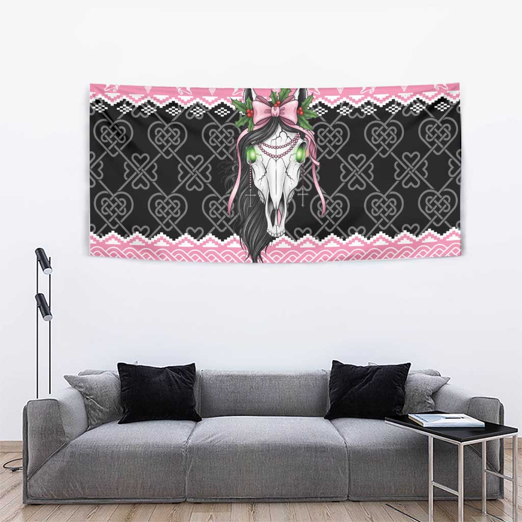 Anglesey Wales Christmas Tapestry Pink Mari Lwyd Welsh Celtic Knot - Wonder Print Shop