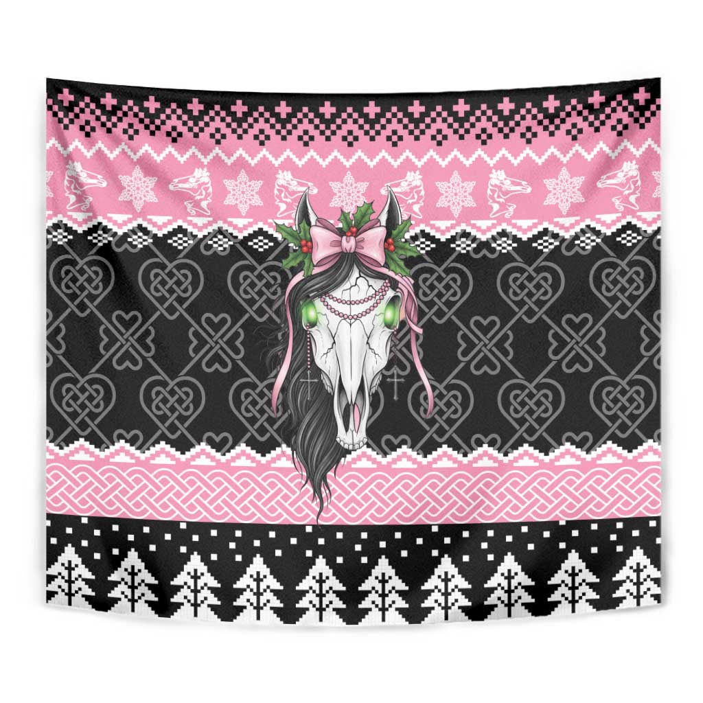 Anglesey Wales Christmas Tapestry Pink Mari Lwyd Welsh Celtic Knot - Wonder Print Shop