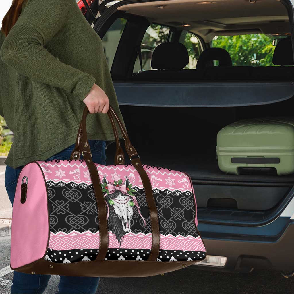 Anglesey Wales Christmas Travel Bag Pink Mari Lwyd Welsh Celtic Knot - Wonder Print Shop