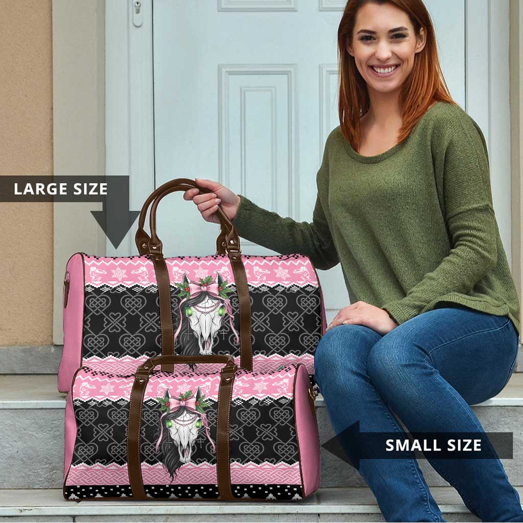 Anglesey Wales Christmas Travel Bag Pink Mari Lwyd Welsh Celtic Knot - Wonder Print Shop