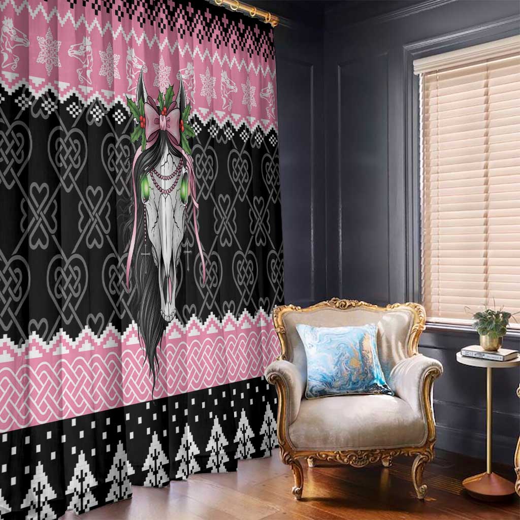 Anglesey Wales Christmas Window Curtain Pink Mari Lwyd Welsh Celtic Knot - Wonder Print Shop