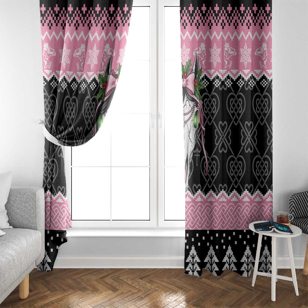Anglesey Wales Christmas Window Curtain Pink Mari Lwyd Welsh Celtic Knot - Wonder Print Shop