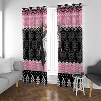 Anglesey Wales Christmas Window Curtain Pink Mari Lwyd Welsh Celtic Knot - Wonder Print Shop
