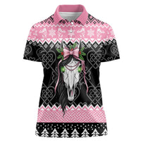 Anglesey Wales Christmas Women Polo Shirt Pink Mari Lwyd Welsh Celtic Knot - Wonder Print Shop