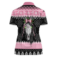 Anglesey Wales Christmas Women Polo Shirt Pink Mari Lwyd Welsh Celtic Knot - Wonder Print Shop