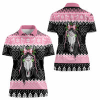 Anglesey Wales Christmas Women Polo Shirt Pink Mari Lwyd Welsh Celtic Knot - Wonder Print Shop