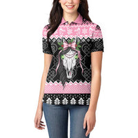 Anglesey Wales Christmas Women Polo Shirt Pink Mari Lwyd Welsh Celtic Knot - Wonder Print Shop
