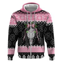 Anglesey Wales Christmas Zip Hoodie Pink Mari Lwyd Welsh Celtic Knot - Wonder Print Shop