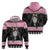 Anglesey Wales Christmas Zip Hoodie Pink Mari Lwyd Welsh Celtic Knot - Wonder Print Shop