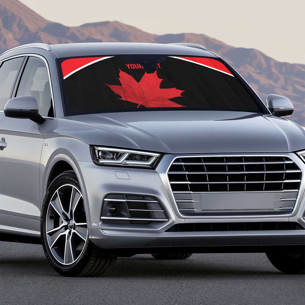 Personalized Canada Soccer Auto Sun Shade Maple Leaf and Map Style - Wonder Print Shop