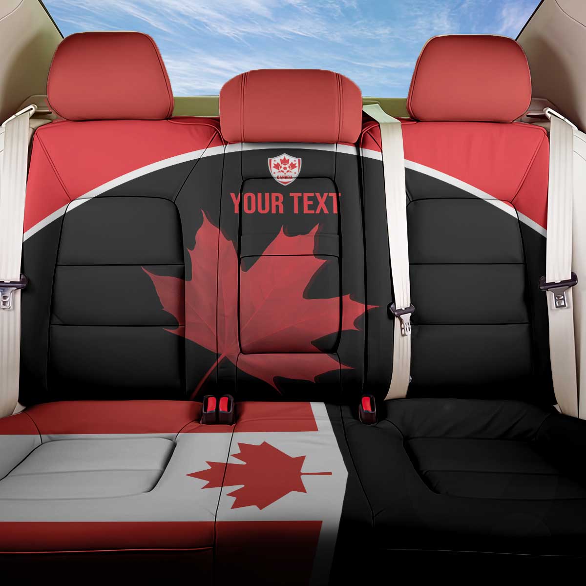 Personalized Canada Soccer Back Car Seat Cover Maple Leaf and Map Style - Wonder Print Shop