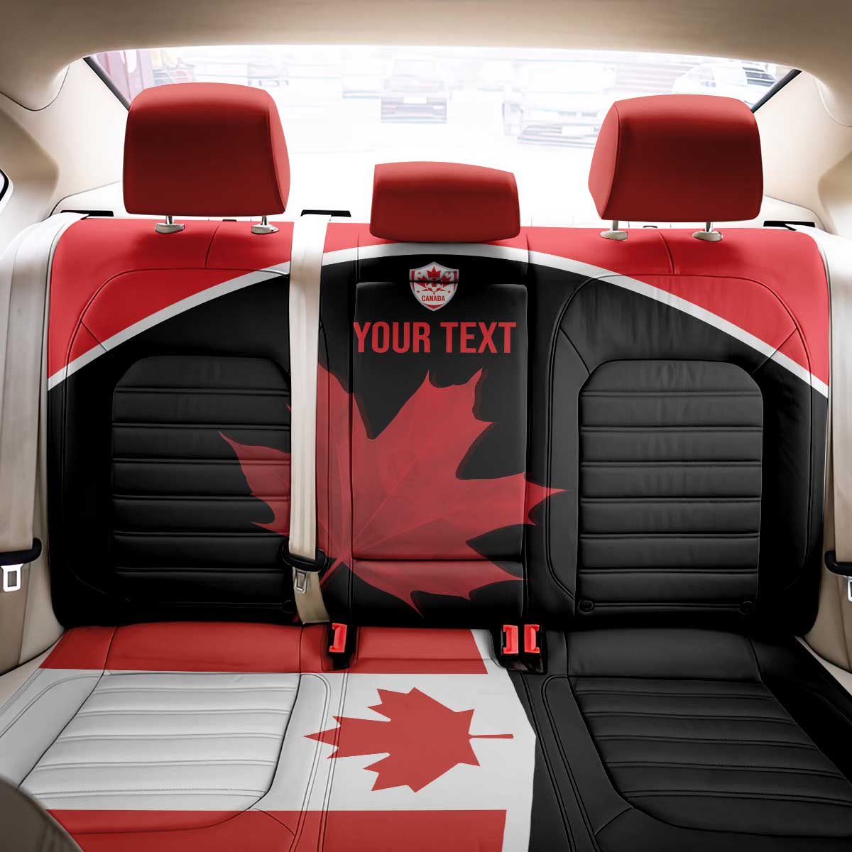 Personalized Canada Soccer Back Car Seat Cover Maple Leaf and Map Style - Wonder Print Shop