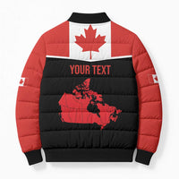 Personalized Canada Soccer Bomber Puffer Jacket Maple Leaf and Map Style - Wonder Print Shop