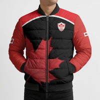 Personalized Canada Soccer Bomber Puffer Jacket Maple Leaf and Map Style - Wonder Print Shop