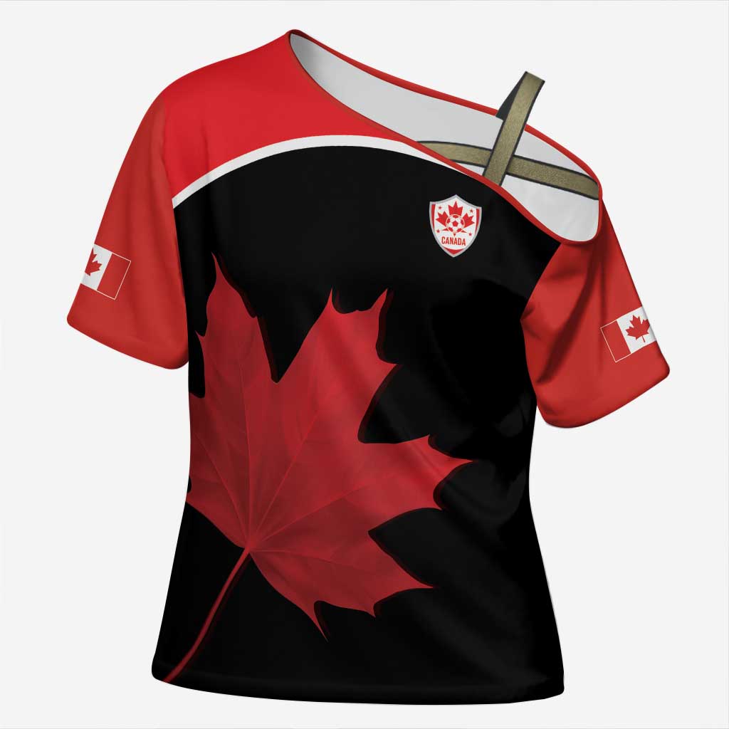 Personalized Canada Soccer Cross Shoulder Shirt Maple Leaf and Map Style - Wonder Print Shop