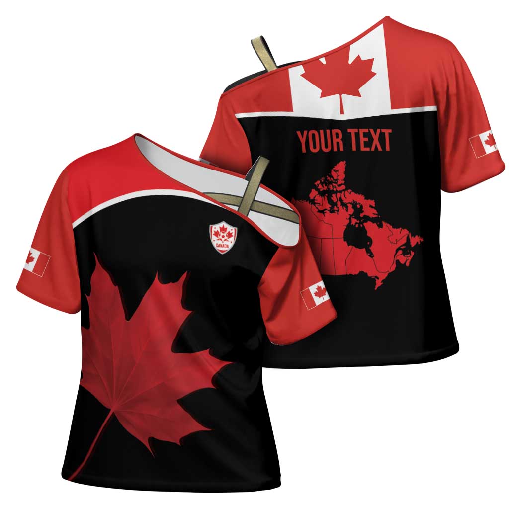Personalized Canada Soccer Cross Shoulder Shirt Maple Leaf and Map Style - Wonder Print Shop