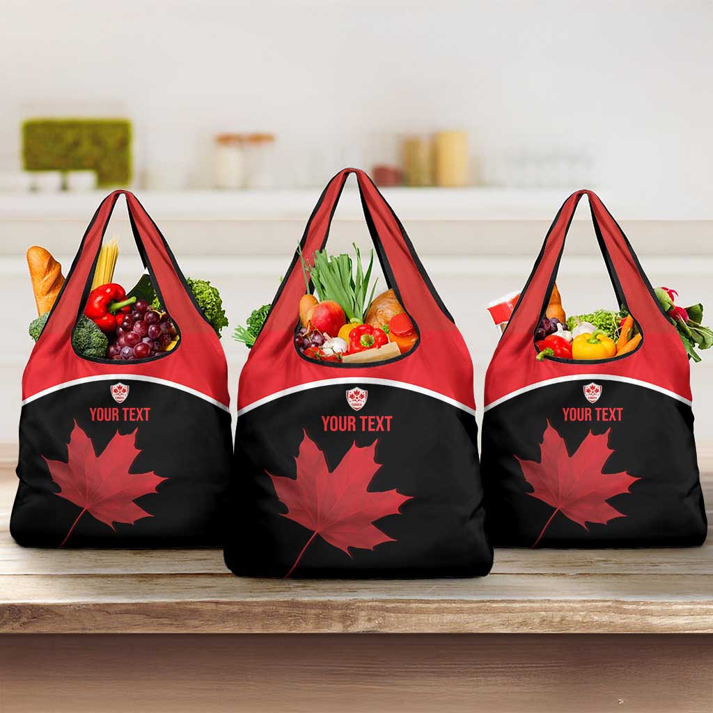 Personalized Canada Soccer Grocery Bag Maple Leaf and Map Style - Wonder Print Shop