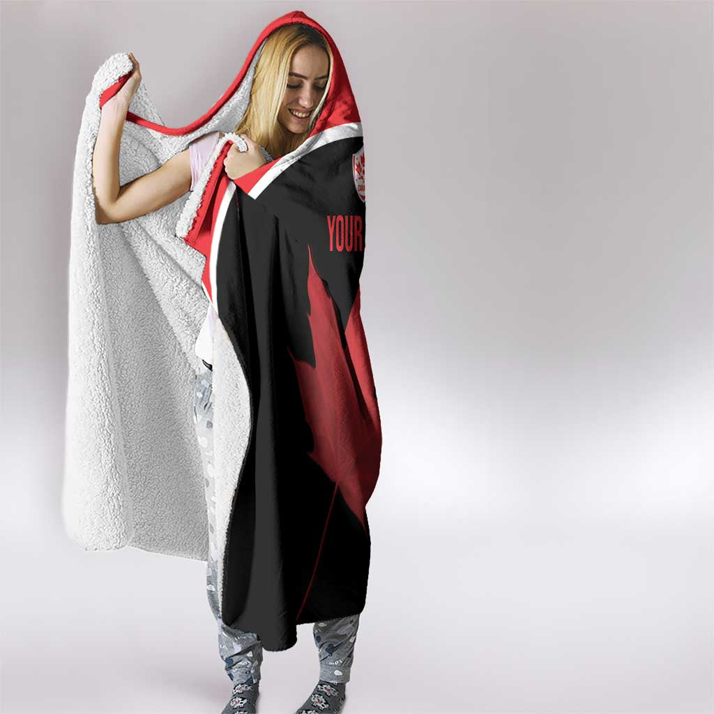 Personalized Canada Soccer Hooded Blanket Maple Leaf and Map Style - Wonder Print Shop