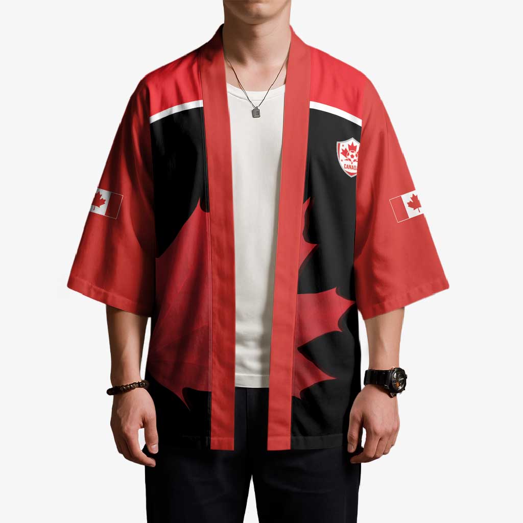 Personalized Canada Soccer Kimono Maple Leaf and Map Style - Wonder Print Shop