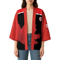 Personalized Canada Soccer Kimono Maple Leaf and Map Style - Wonder Print Shop