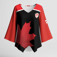 Personalized Canada Soccer Kimono Sleeve Blouse Maple Leaf and Map Style - Wonder Print Shop