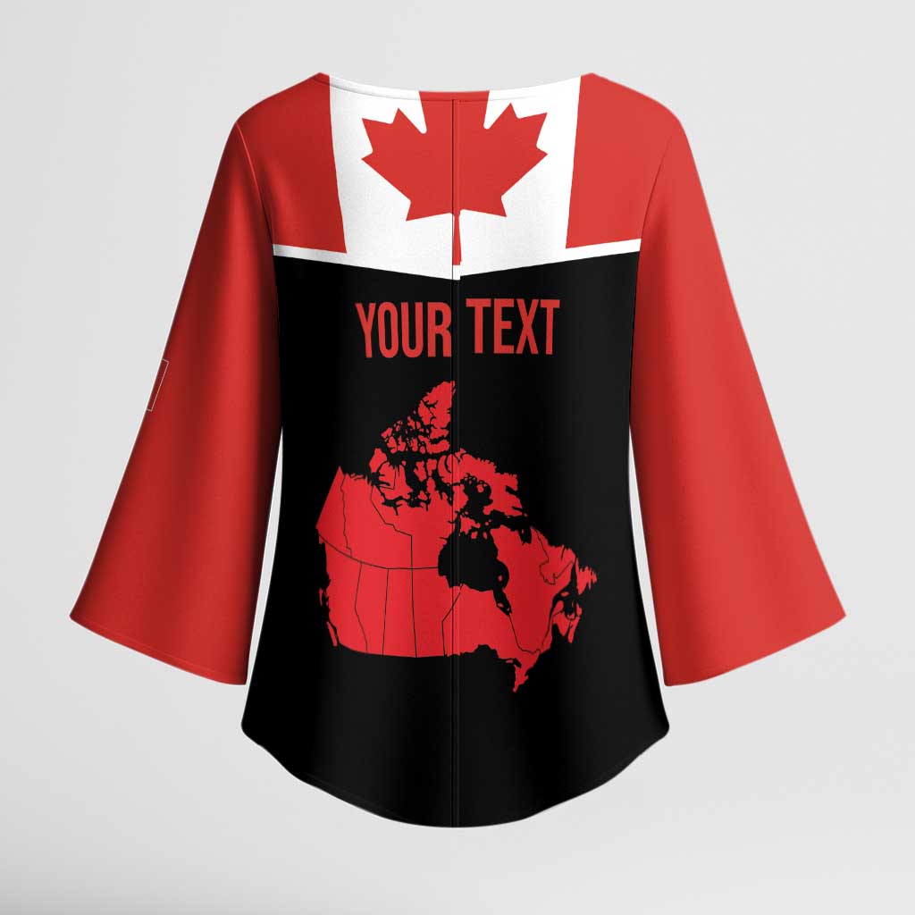 Personalized Canada Soccer Kimono Sleeve Blouse Maple Leaf and Map Style - Wonder Print Shop