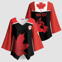 Personalized Canada Soccer Kimono Sleeve Blouse Maple Leaf and Map Style - Wonder Print Shop