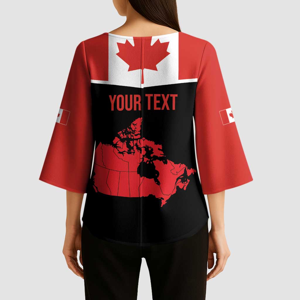 Personalized Canada Soccer Kimono Sleeve Blouse Maple Leaf and Map Style - Wonder Print Shop
