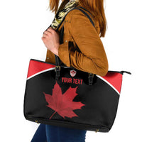 Personalized Canada Soccer Leather Tote Bag Maple Leaf and Map Style - Wonder Print Shop