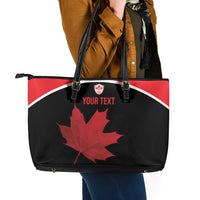 Personalized Canada Soccer Leather Tote Bag Maple Leaf and Map Style - Wonder Print Shop